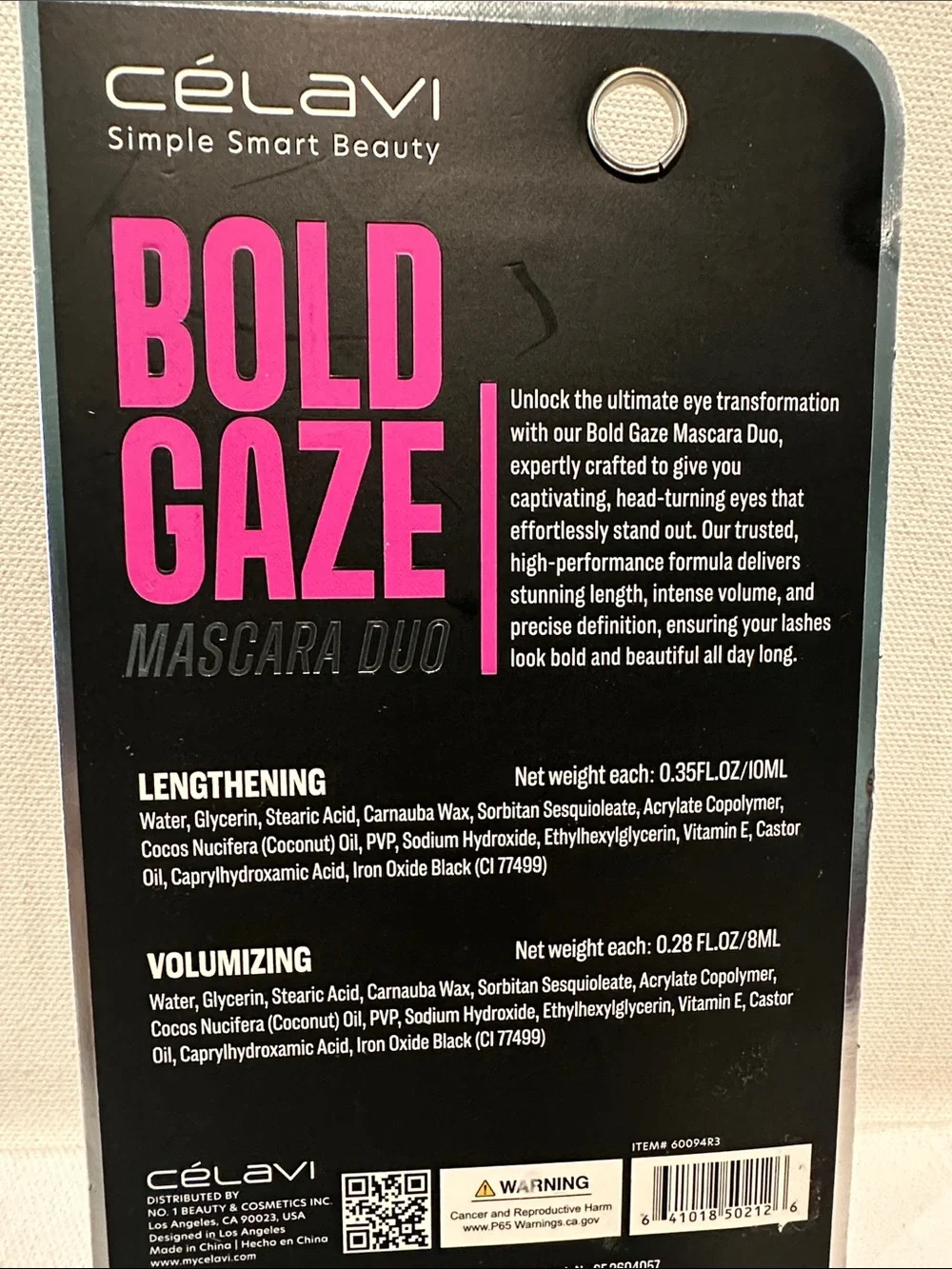 Celavi Bold Gaze Mascara Duo for Lengthening and Volumizing Eye Enhancer.